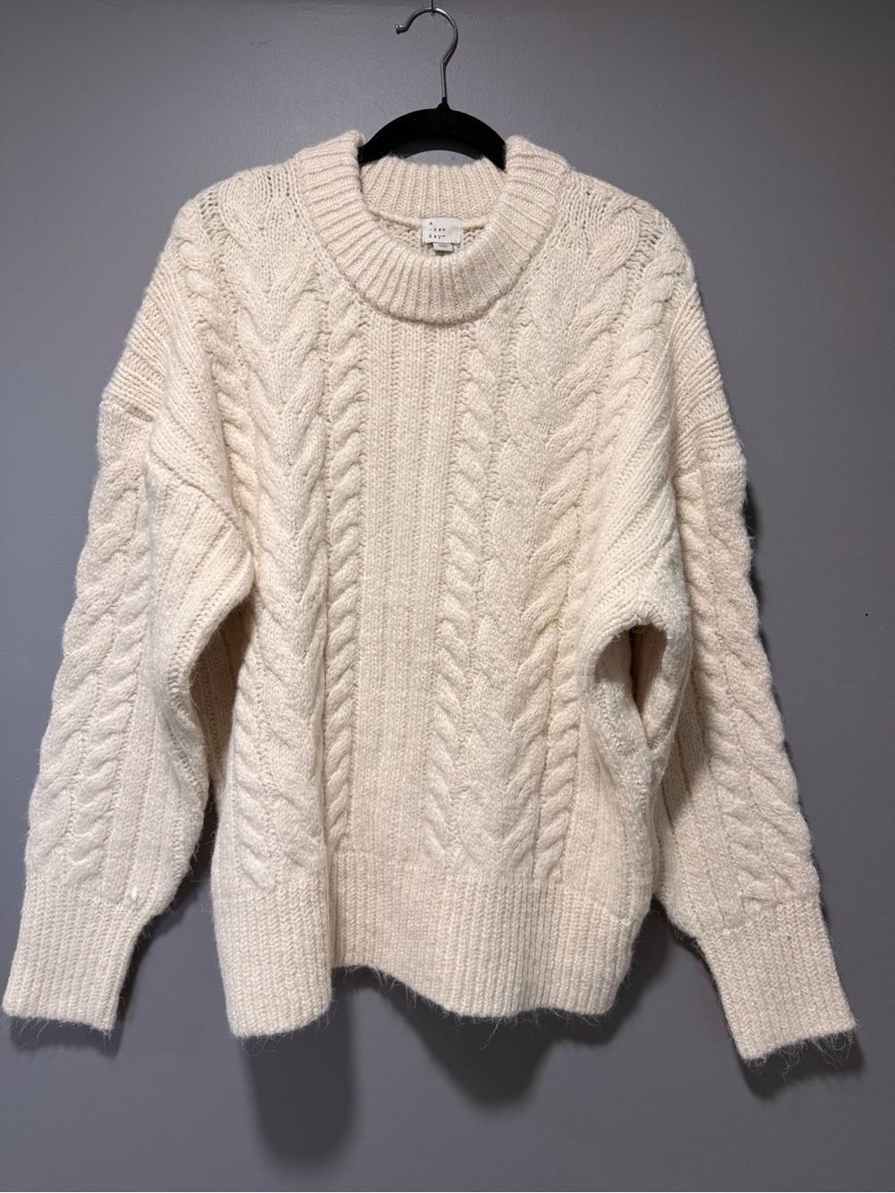 a new day Cream Cable-Knit Crew Sweater